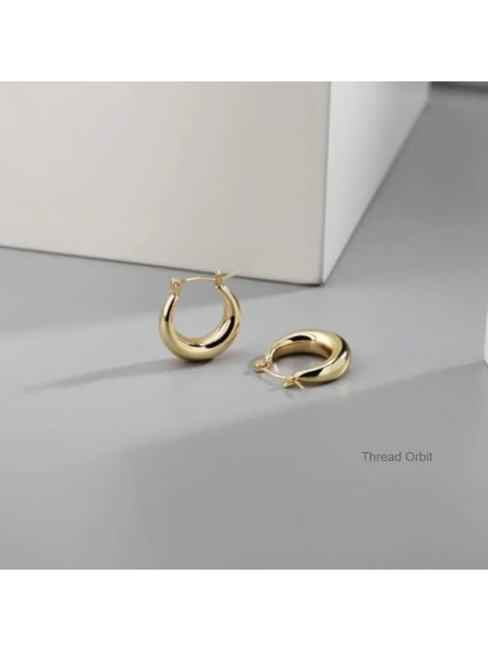 Chunky Gold Hoop Earrings Hypoallergenic Stainless Steel Post Minimalist